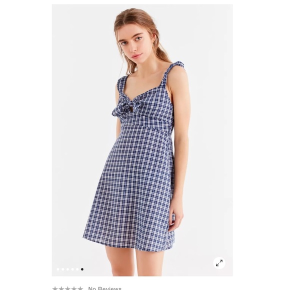 UO Tie-Front Plaid Mini Dress - Picture 6 of 6